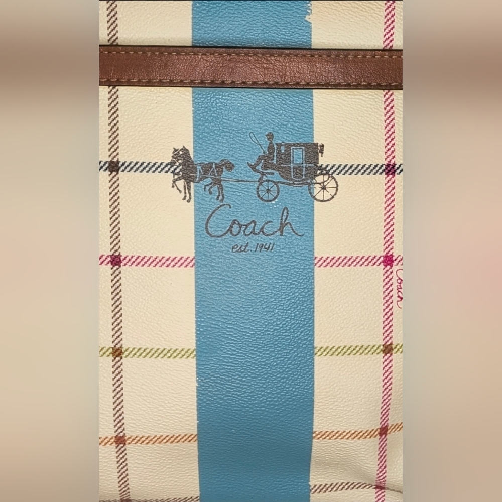 Coach Heritage Tattersall Gallery Tote In Plaid (style D0868-12561) - Picture 9 of 11